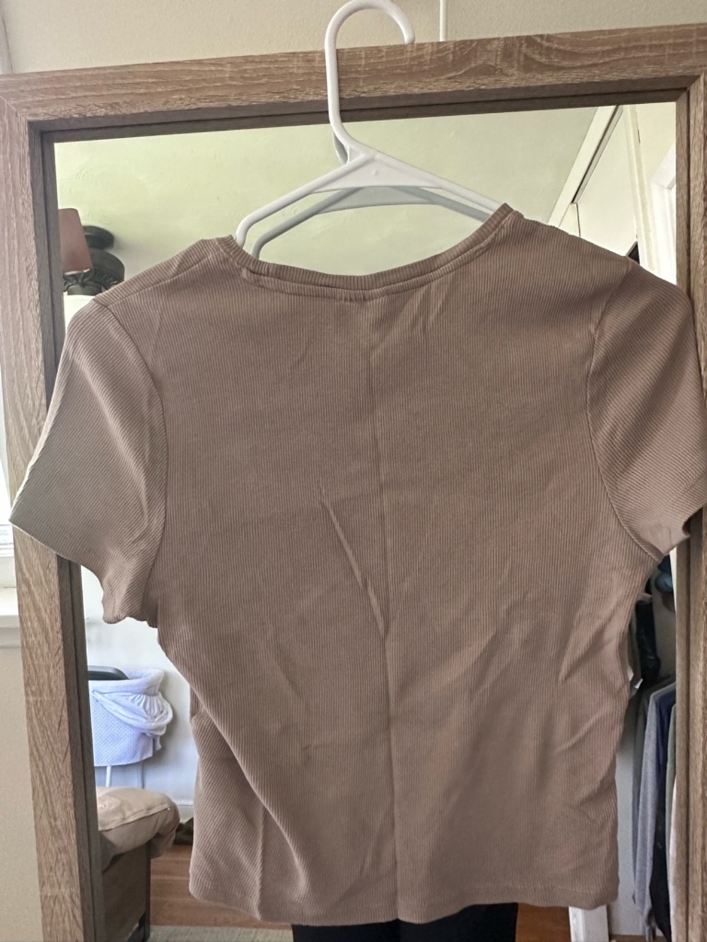 2 H&M Ribbed Long Sleeve Tops in Brown and beige layering tops - Picture 2 of 13